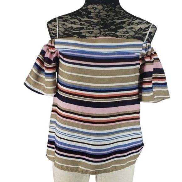 Blue Rain Multi Striped Off Shoulder Blouse Shirt top‎ - Picture 1 of 7